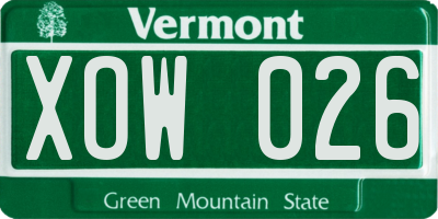 VT license plate XOW026