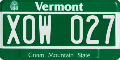 VT license plate XOW027