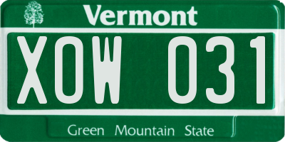 VT license plate XOW031