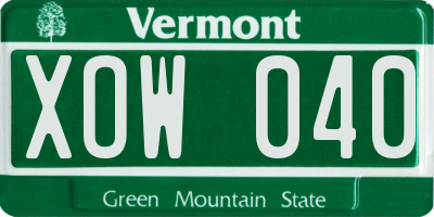 VT license plate XOW040