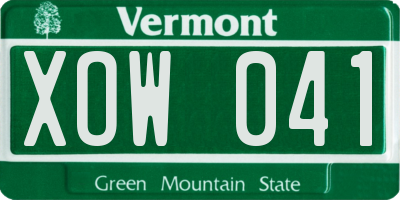 VT license plate XOW041