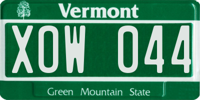 VT license plate XOW044