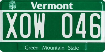 VT license plate XOW046
