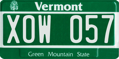 VT license plate XOW057