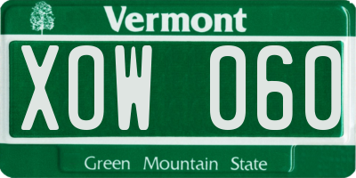 VT license plate XOW060