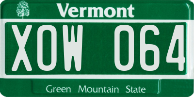 VT license plate XOW064