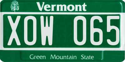 VT license plate XOW065