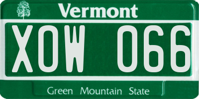 VT license plate XOW066