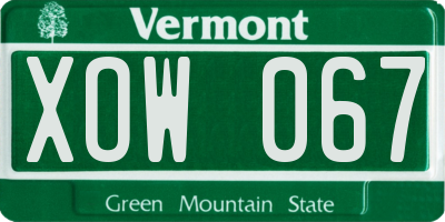 VT license plate XOW067
