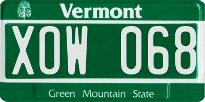 VT license plate XOW068