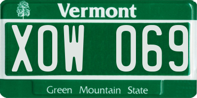 VT license plate XOW069
