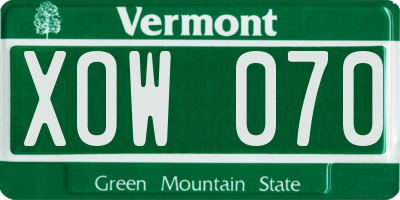 VT license plate XOW070