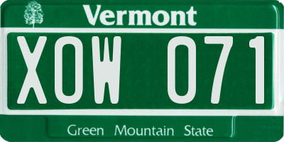 VT license plate XOW071