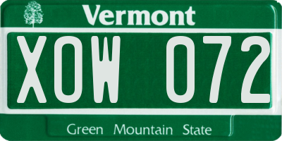 VT license plate XOW072