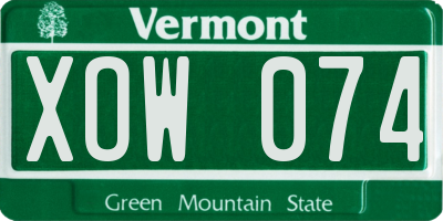 VT license plate XOW074