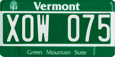 VT license plate XOW075