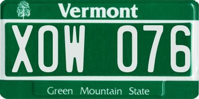 VT license plate XOW076