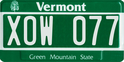 VT license plate XOW077
