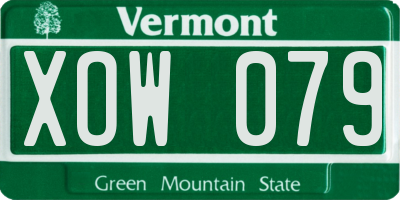 VT license plate XOW079