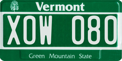 VT license plate XOW080