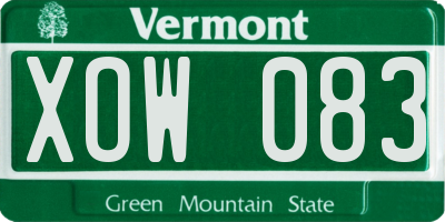 VT license plate XOW083