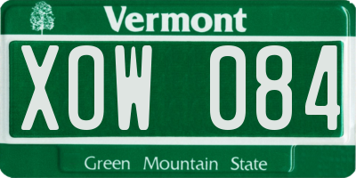 VT license plate XOW084