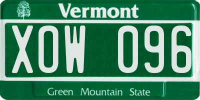 VT license plate XOW096