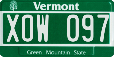 VT license plate XOW097
