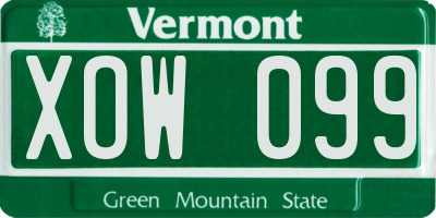 VT license plate XOW099