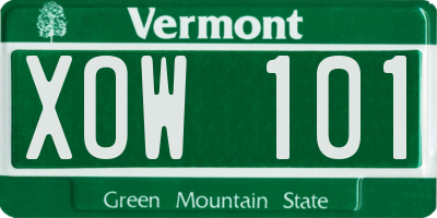 VT license plate XOW101