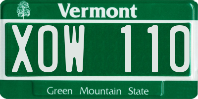 VT license plate XOW110