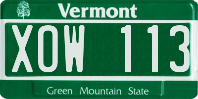 VT license plate XOW113