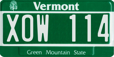 VT license plate XOW114