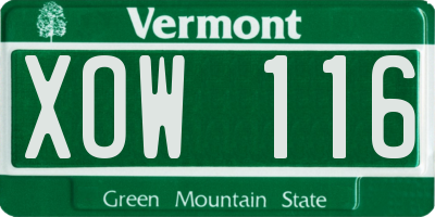 VT license plate XOW116