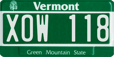 VT license plate XOW118