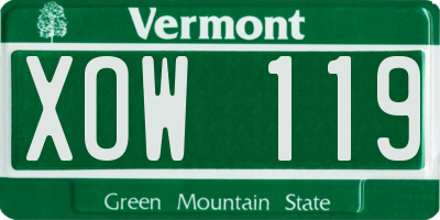 VT license plate XOW119