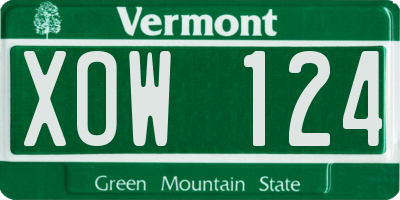 VT license plate XOW124