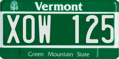 VT license plate XOW125