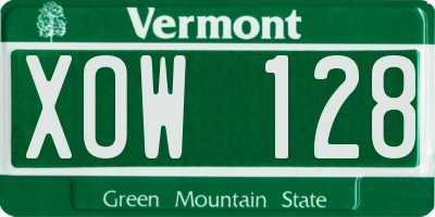 VT license plate XOW128