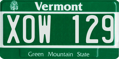 VT license plate XOW129