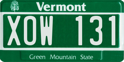 VT license plate XOW131