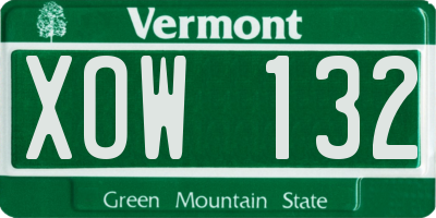VT license plate XOW132