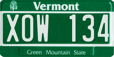 VT license plate XOW134