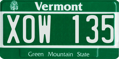 VT license plate XOW135