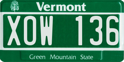 VT license plate XOW136