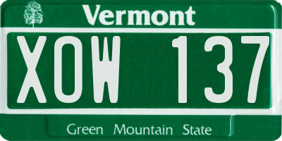 VT license plate XOW137