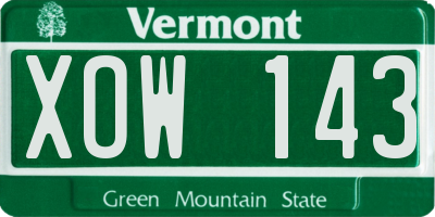VT license plate XOW143
