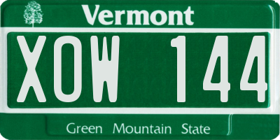 VT license plate XOW144
