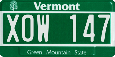 VT license plate XOW147
