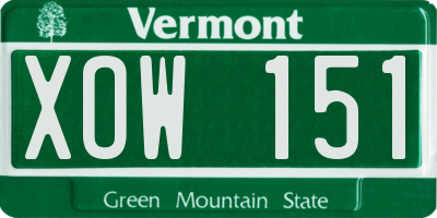 VT license plate XOW151